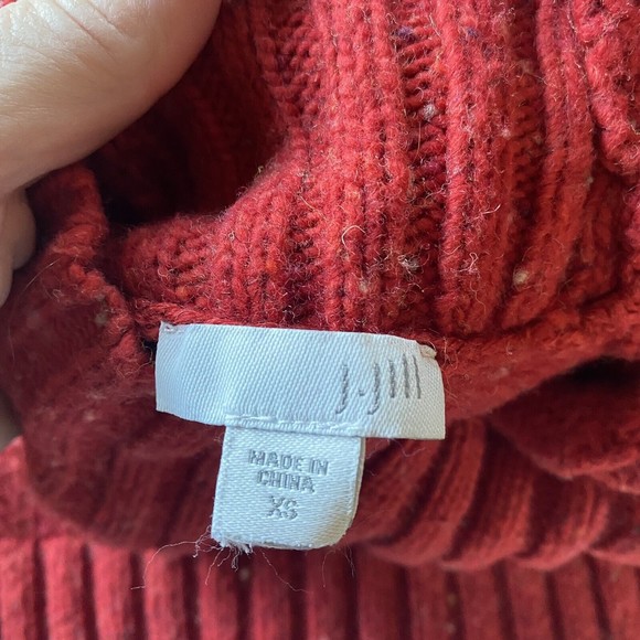 J. Jill Wool Blend Sweater Red Speckled Turtleneck Mock Neck Pockets Size XS - Picture 9 of 10